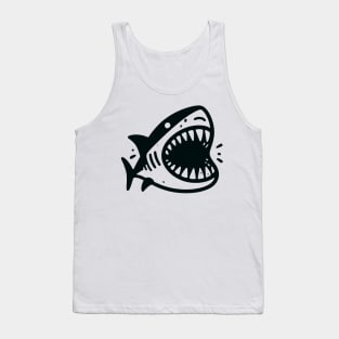 Stick Figure of a Shark in Black Ink Tank Top